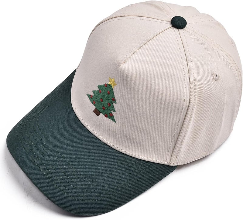 Erying Christmas Trucker Hat for Women Men Two Tone Vintage Embroidered Baseball Cap Funny Gift - Image 4
